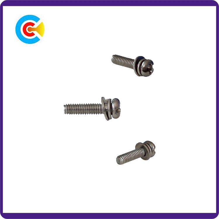 GB/DIN/JIS/ANSI Stainless-Steel/Carbon-Steel Anti-Slip Terminal Combination Screws Plate Head Combination Screws