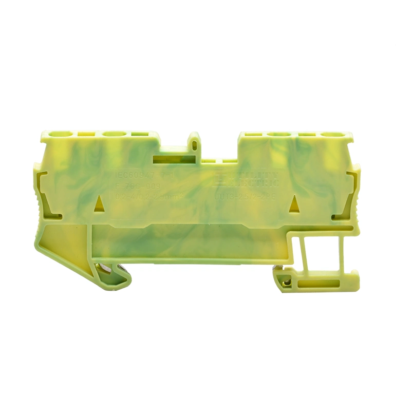 PE Terminal Block 2.5mm2 Cage Spring Wago Terminal 2-in-2-out Jut3-2.5/2-2PE