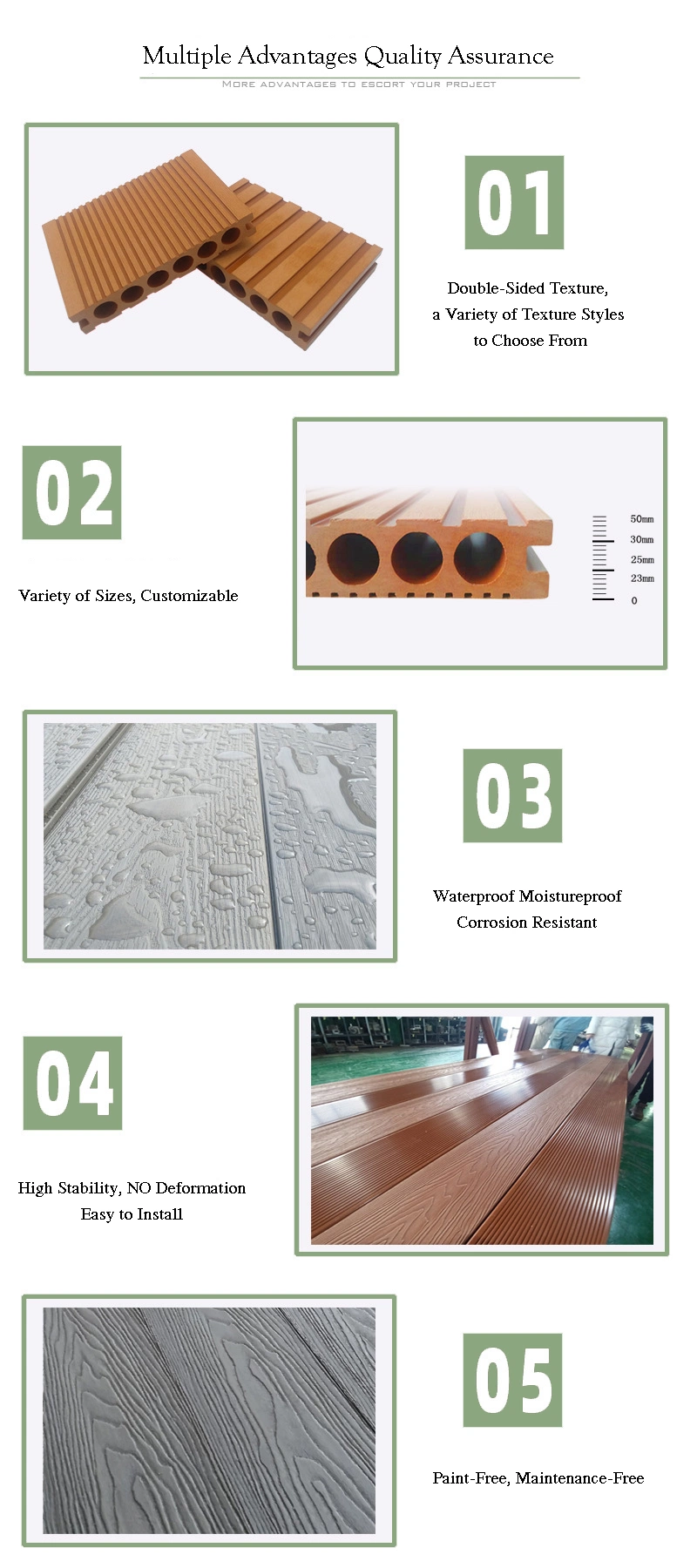 Factory Non Cracking No Warping Outdoor Garden Co-Ex Decking Floor Co-Extrusion Composite WPC Decking