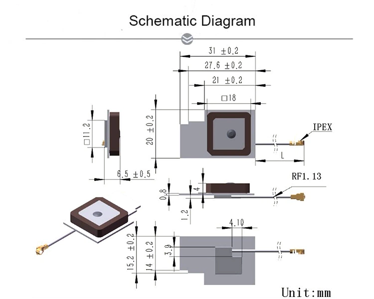 High Gain Gnss Internal Active Patch Antenna