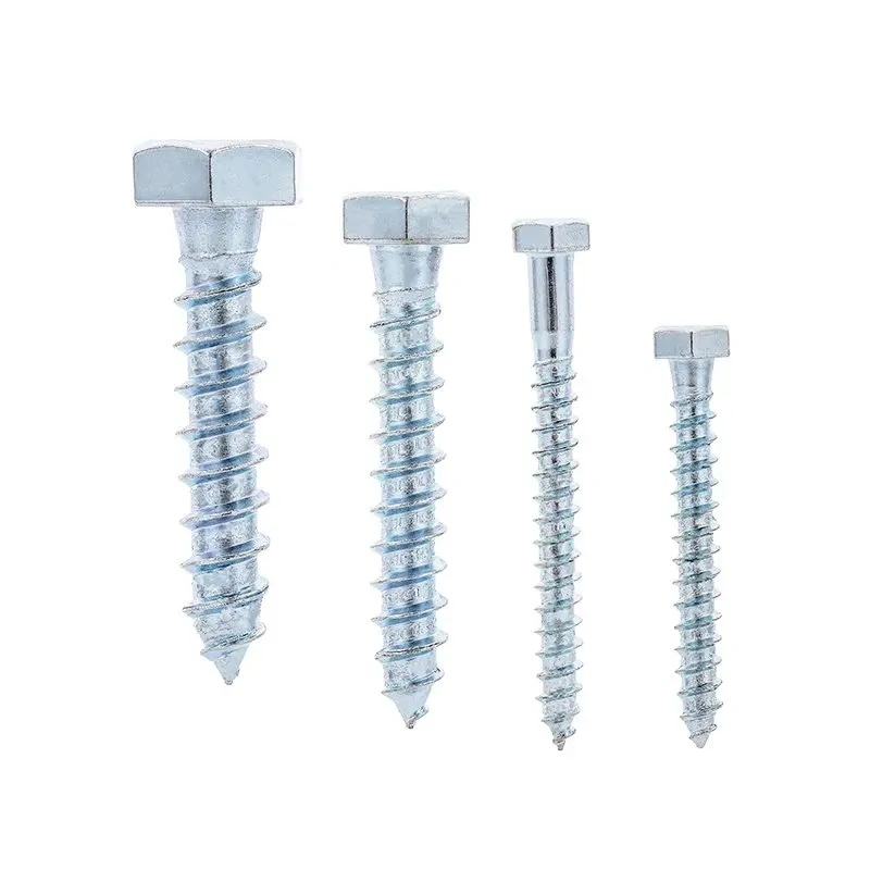 China Custom DIN571 White Zinc Plated Galvanized Hex Head Self Tapping Tornillos PARA Madera Wood Screw