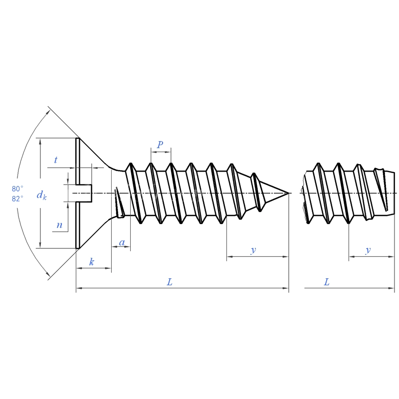 White Zinc Plated Csk Slotted Head Self-Tapping Screws