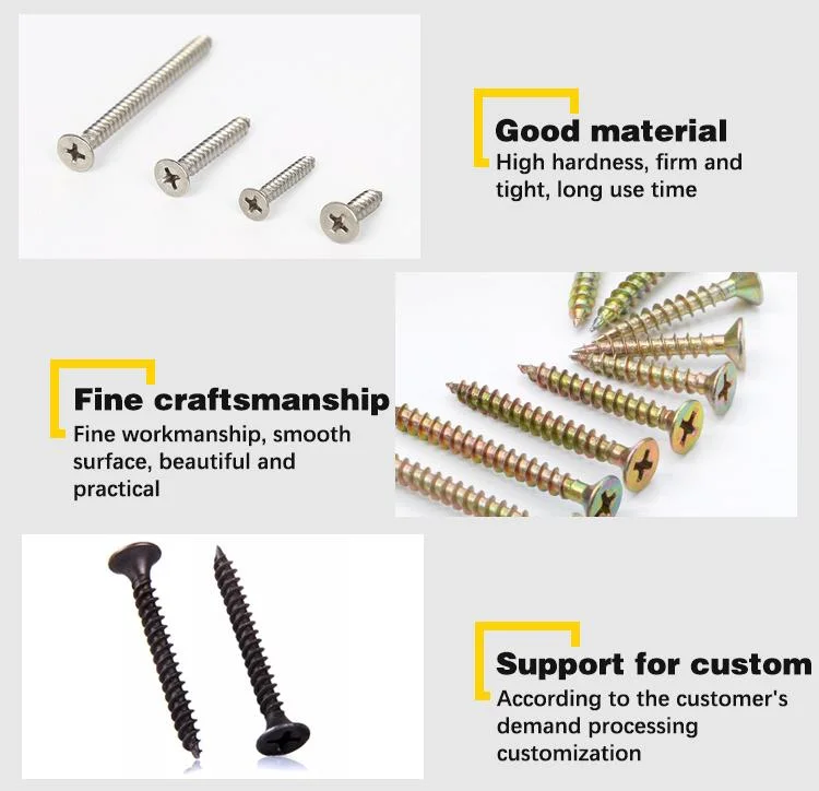 Yellow White Zinc Countersunk Head DIN7505 Harden MDF Furniture Chipboard Screw Bugle Head Self-Tapping Screw