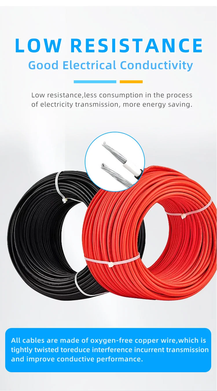 Flame Retardant Xlpo Tinned Copper DC Solar Photovoltaic PV Cable 4mm 6mm 10mm Waterproof Electric Power Solar Cable