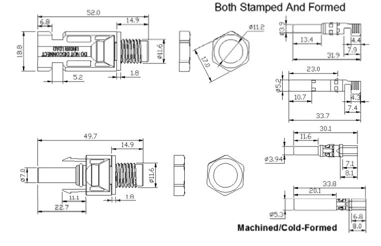 UL TUV 30A DC 1000V Mc4 Bulkhead Series DC Solar PV Connector