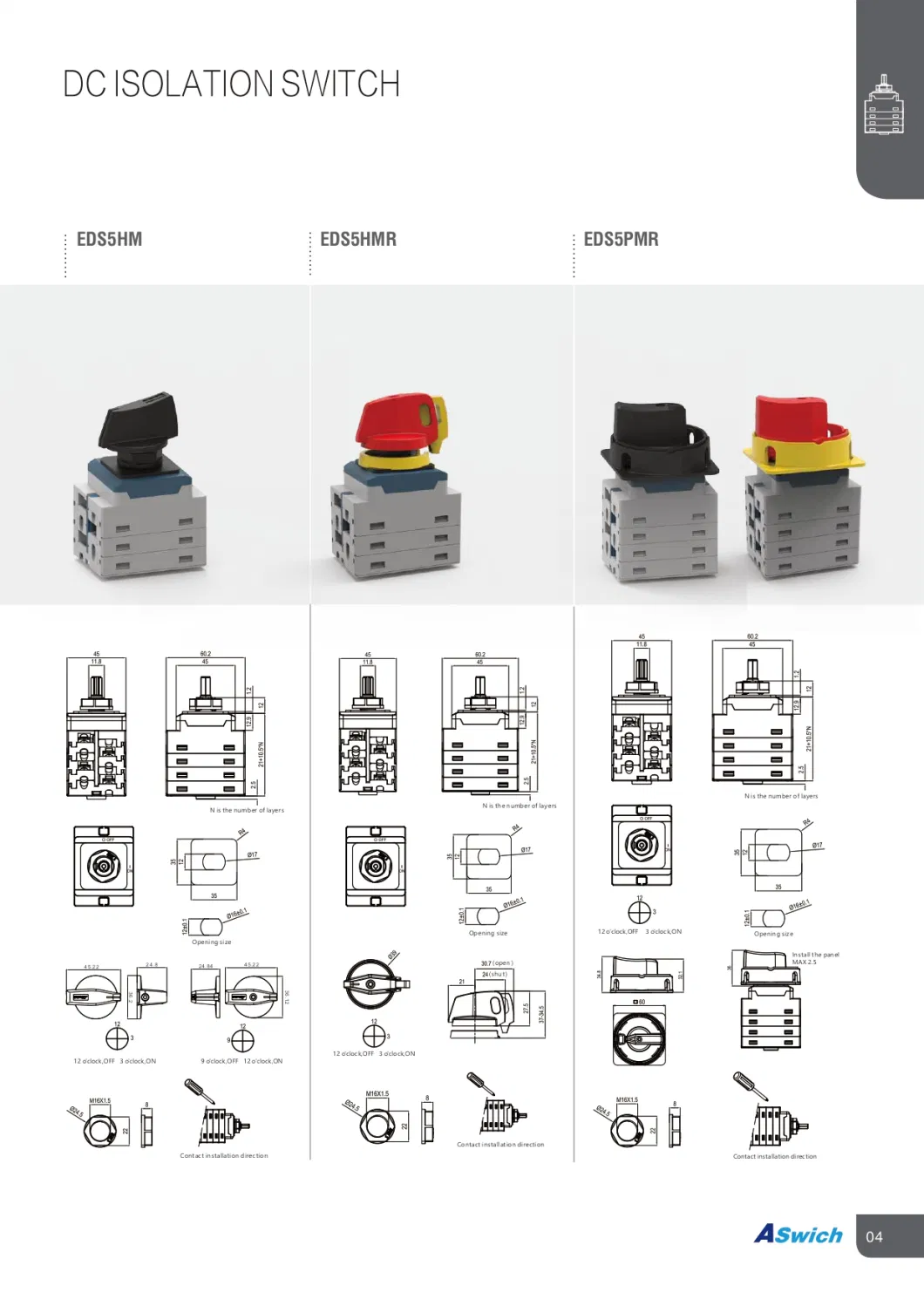 IP66 Waterproof DC 1000V 1500V 32A 4pole Isolation Disconnect Switch with Solar Connector