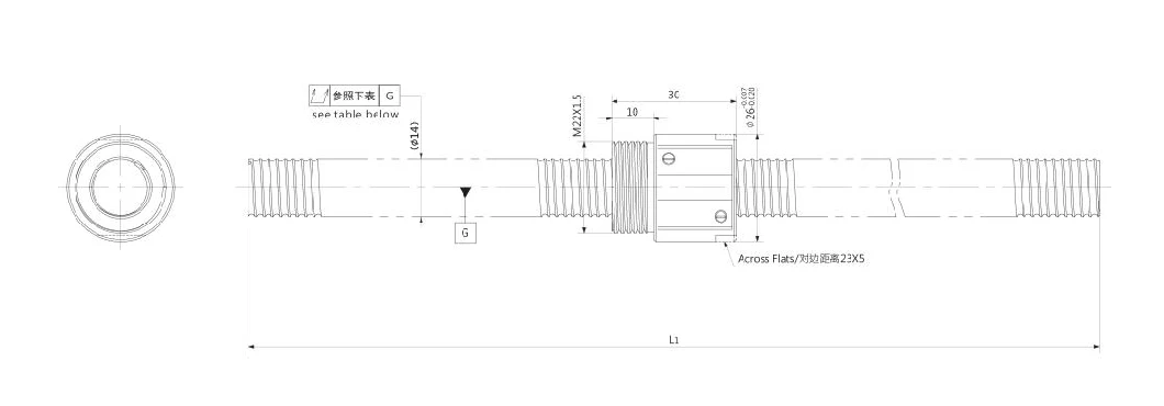 Kgg Precision Ball Screws for Large Gantries (GLM Series, Lead: 2mm, Shaft: 14mm)