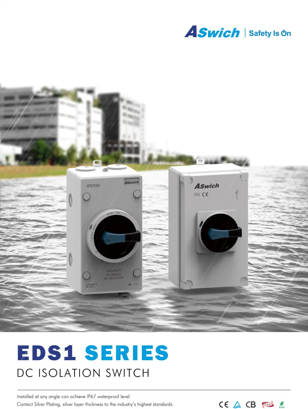 IP66 Eds1-32 Waterproof DC 1000V 1200V 32A 4pole Isolator Isolation Disconnect Switch with Solar Connector Mc4