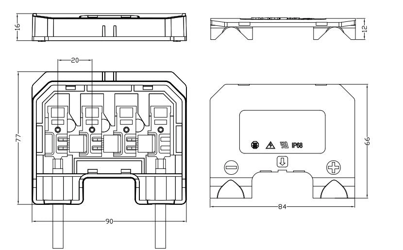 IP67 4 Rails 3 Diode Solar Junction Box for Solar Panel