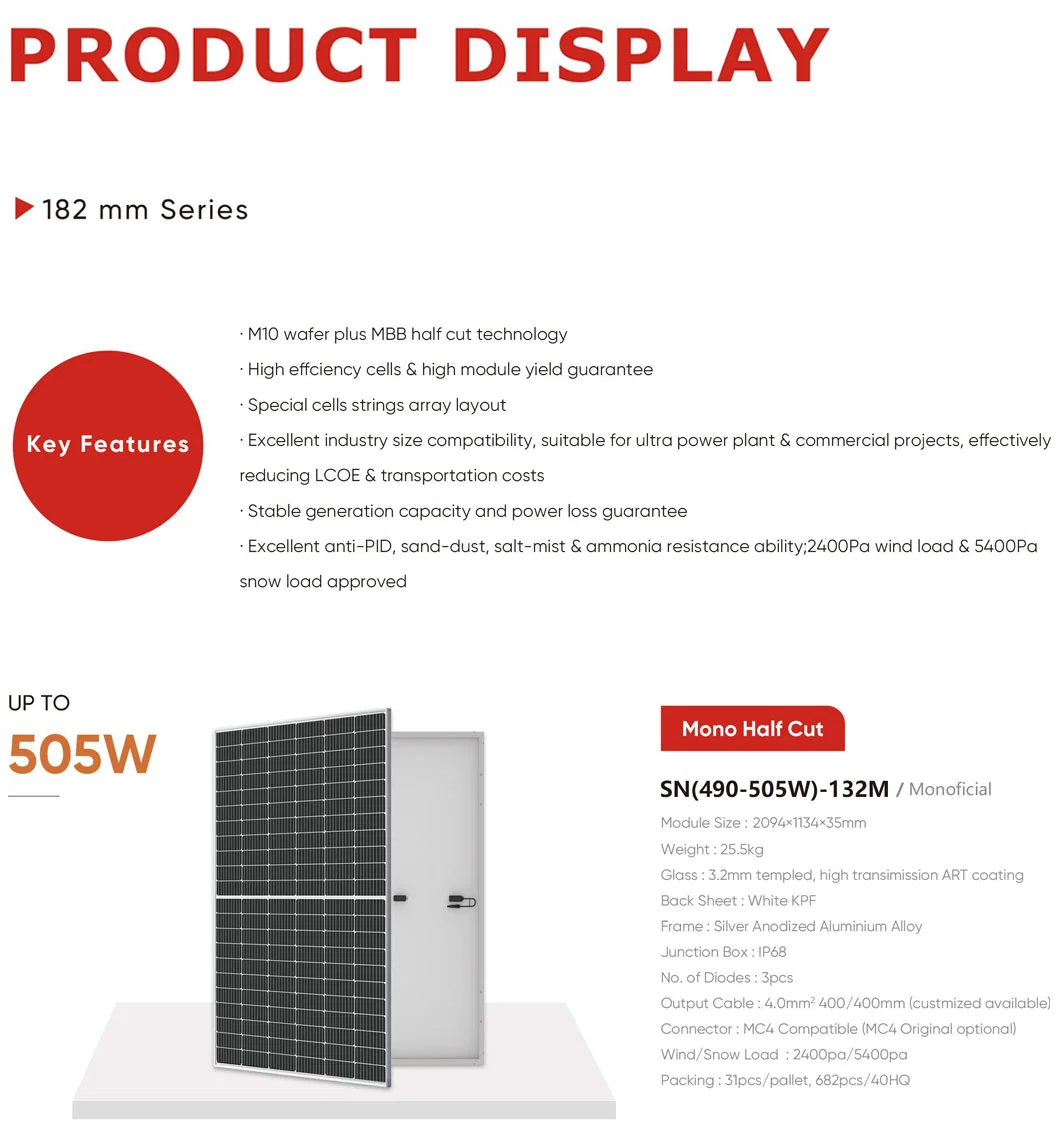 Mono 330W 335W 340W 345W 350W 355W PV Panel Solar 72 Cell with Full Certificate Monocrystalline