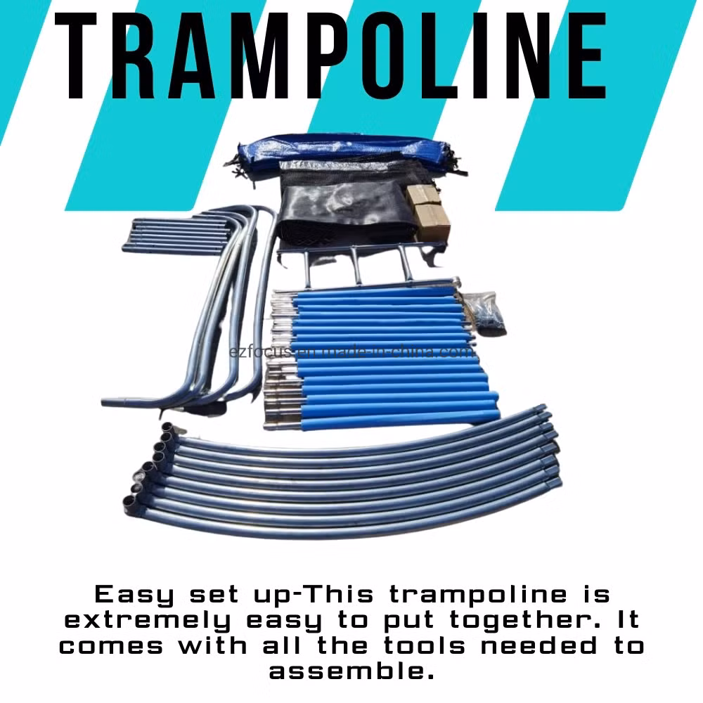 Safety Jumping Mat Spring T-Hook Safety Enclosure Net Trampoline with Ladder Pole Secure Include All Accessories, Great for Outdoor Activities Bl14472