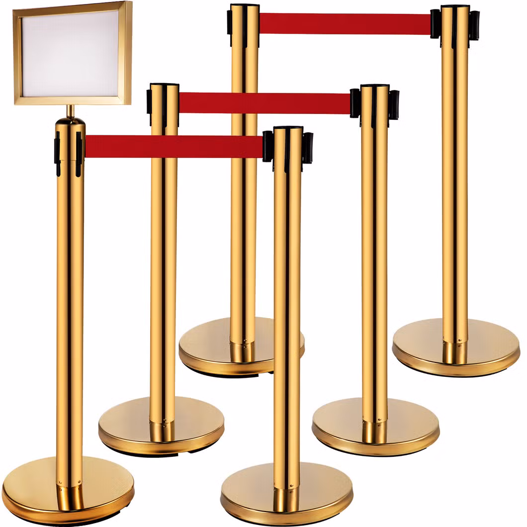 Retractable Queue Stand Velvet Rope Stanchion Pole Crowd Control Management System Flexible Delineator Road Warning Post Barrier