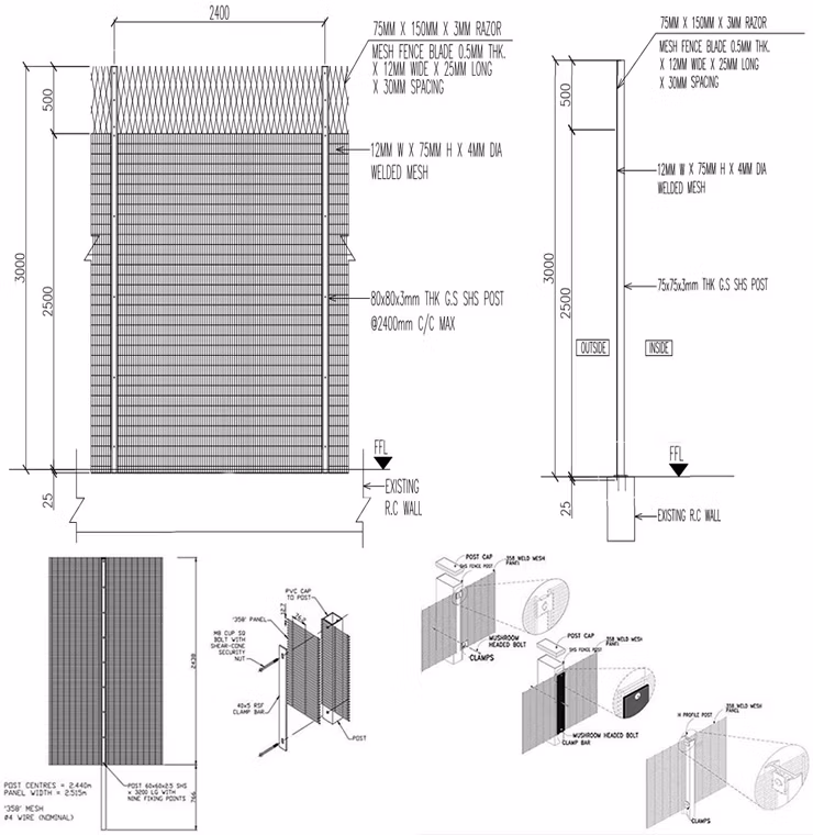 Metal ISO9001 Approved Wire Mesh Panel Small Netting Iron Garden 358 Security Fence
