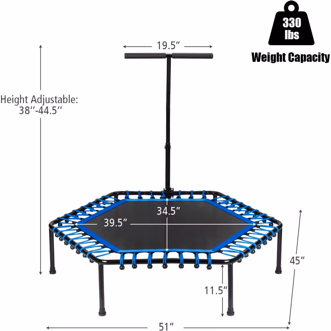 Fun Multi-Function Jump Mini Fitness Hexagon Trampoline with Handle