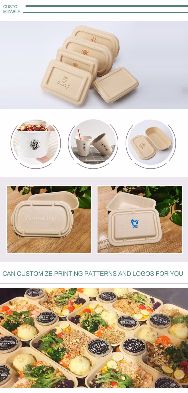 Custom Printed 16 Oz Biodegradable Disposable Plant Bagass Pulp Tray Sugarcane Bagasse Portion Coffee Cup Lid/Fan/Cover/Holder
