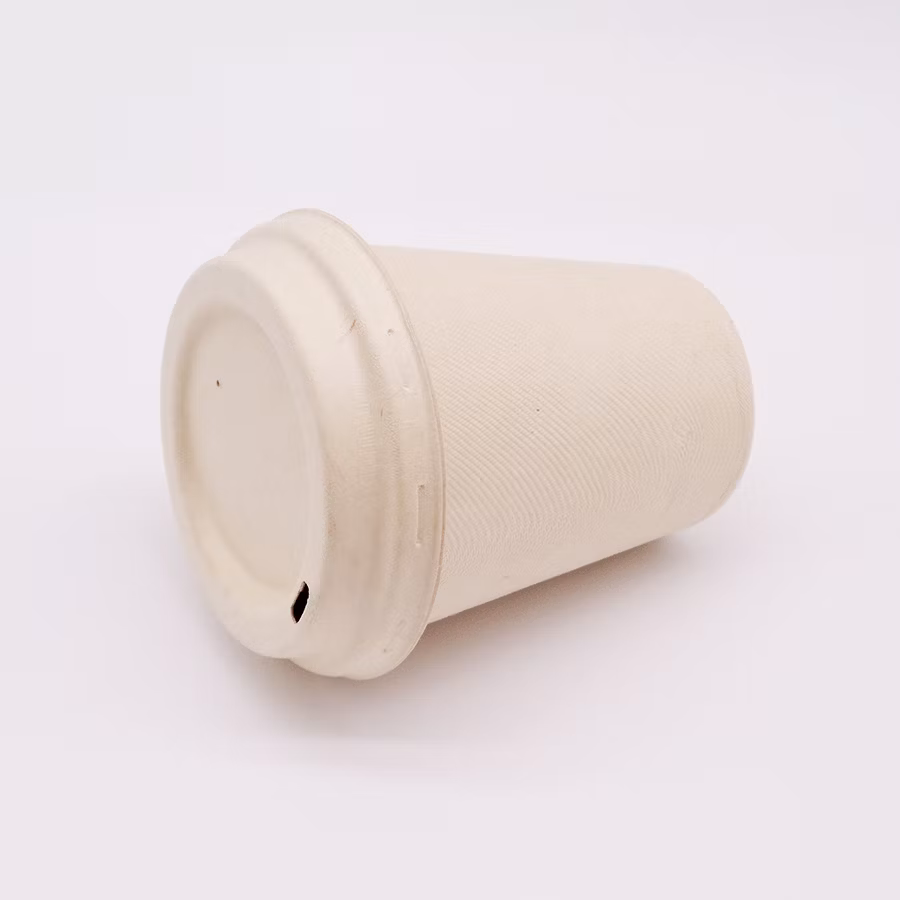 Custom Printed 16 Oz Biodegradable Disposable Plant Bagass Pulp Tray Sugarcane Bagasse Portion Coffee Cup Lid/Fan/Cover/Holder