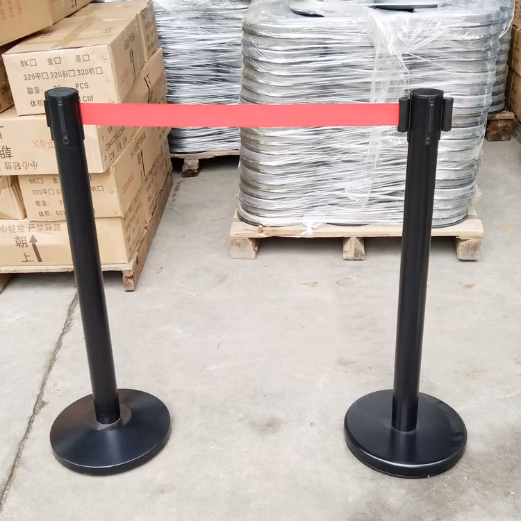 Retractable Queue Stand Velvet Rope Stanchion Pole Crowd Control Management System Flexible Delineator Road Warning Post Barrier