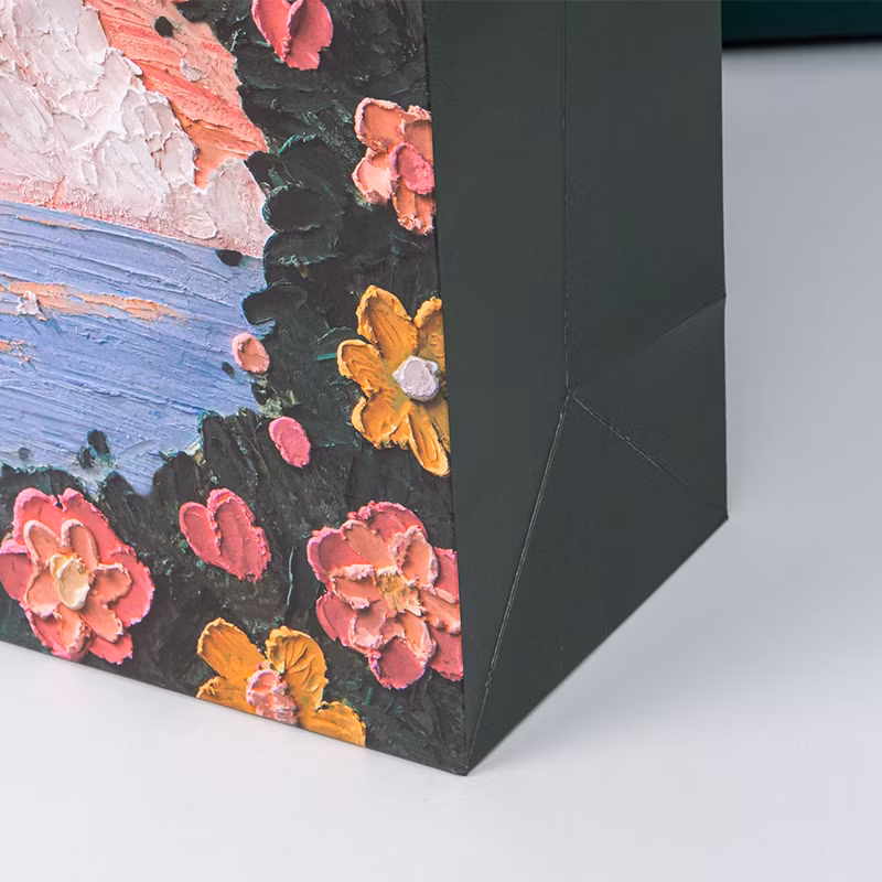 Wholesale Cardboard Paper Shopping Bag with Flower Printing