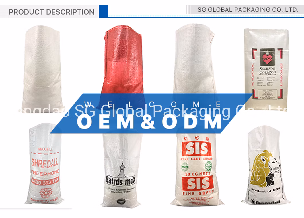 Bolsa De Arroz 25kg 50kg Metals Mining Sand Soil Chemical Fertilizer Sack Polypropylene Woven Fabric Design Size 50lb BOPP Laminated Plastic of Rice Packing Bag