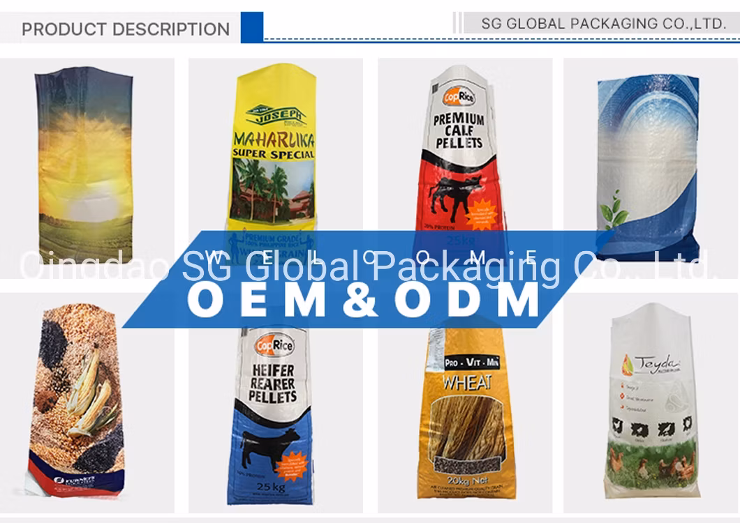 Bolsa De Arroz 25kg 50kg Metals Mining Sand Soil Chemical Fertilizer Sack Polypropylene Woven Fabric Design Size 50lb BOPP Laminated Plastic of Rice Packing Bag