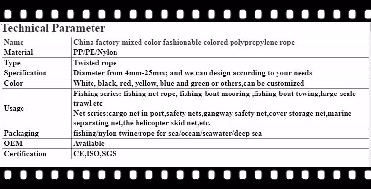 OEM 10mm Long Life HDPE Rope Synthetic Winch Rope for Packing