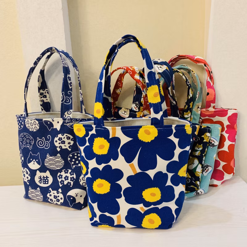 Customized Logo Summer Beach Silver Trendy Easter Tote Bag Full Printing Flower Bag