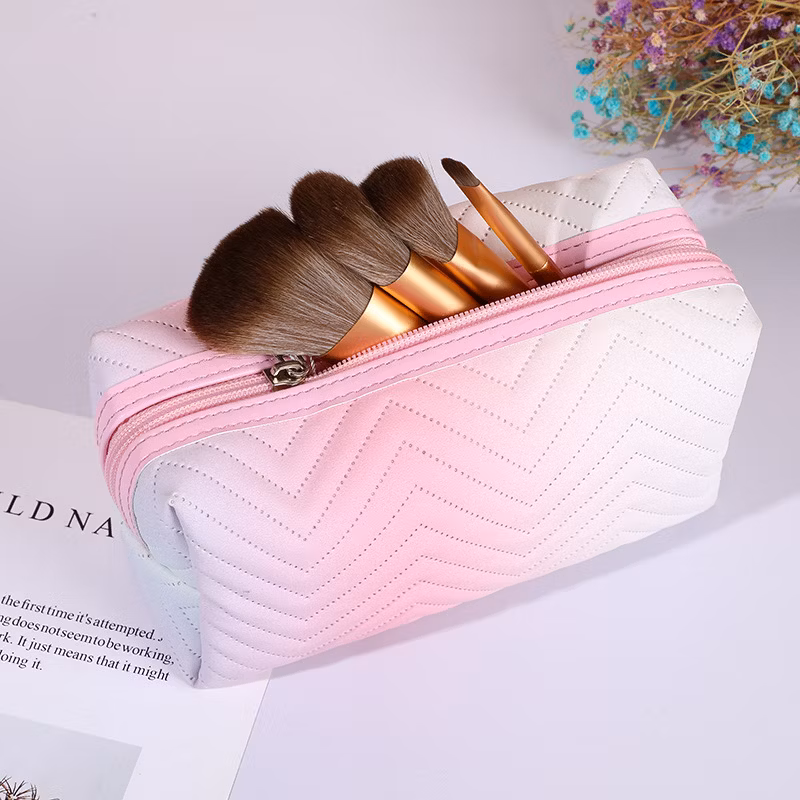 Factory Custom Logo Women PVC Makeup Cosmetic Pouch Travel Promotional Leather PU Cosmetic Bag