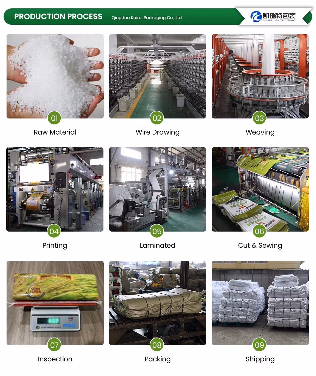 1kg 5kg 10kg PP Woven BOPP Laminated Rice Sack Bag with Handle