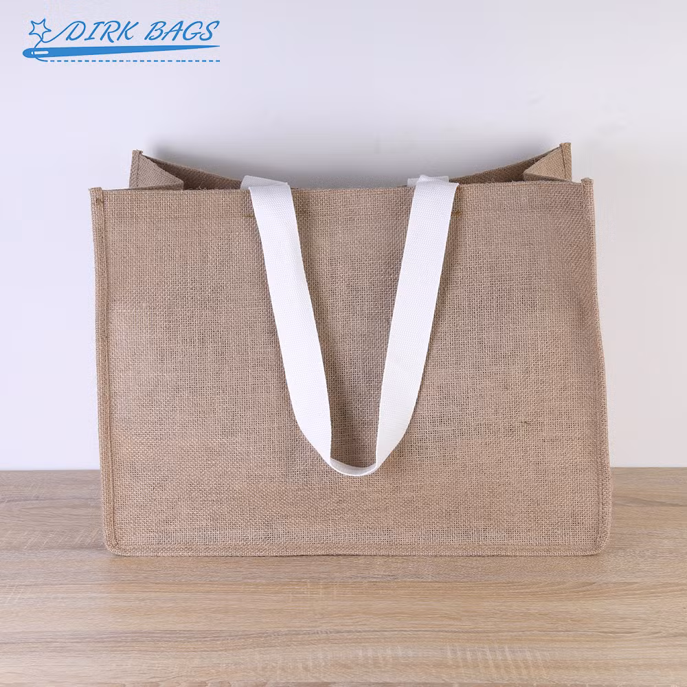Custom Reusable Gift Jute Tote Bag Shopping Bag with Silk Screen Printing for Daily Use