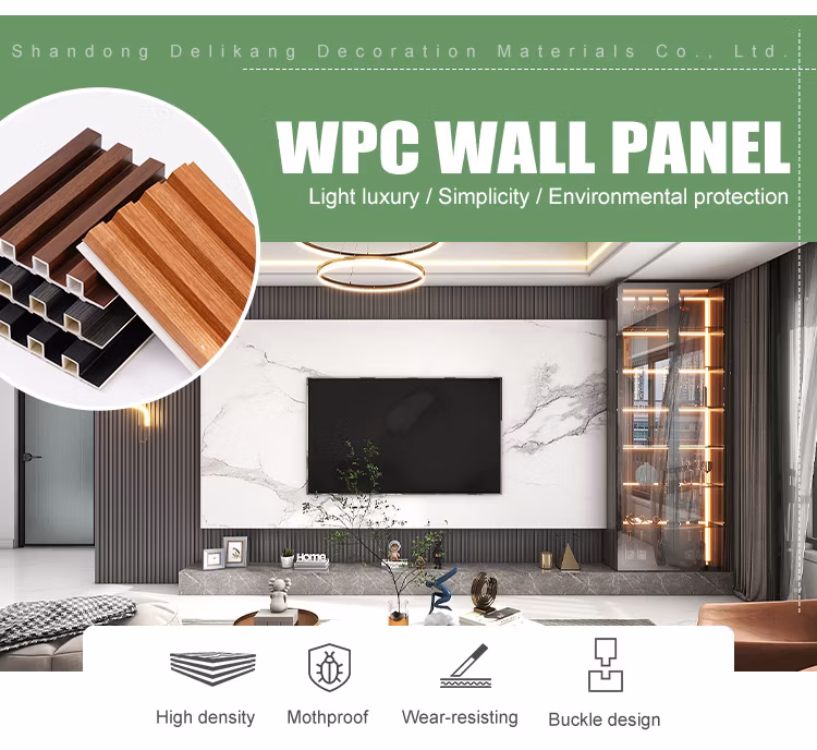 3D Interior Decorative Fluted Cladding PVC Fence Plastic WPC Wall Panel