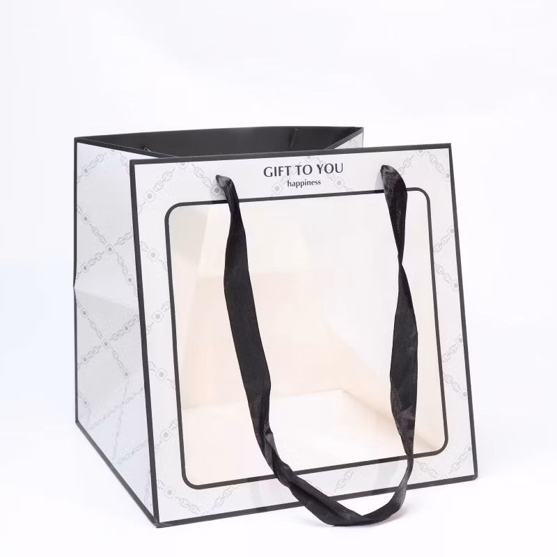 Wholesale Printing of Recyclable Flower Paper Bags Shopping Bag Packaging with Handle