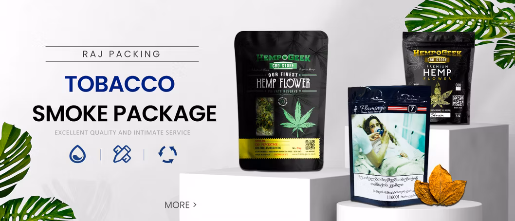 Custom Printed Mylar Smell Proof Zipper Tobacco Cigarette Leaf Cigar Plastic Packaging Bags