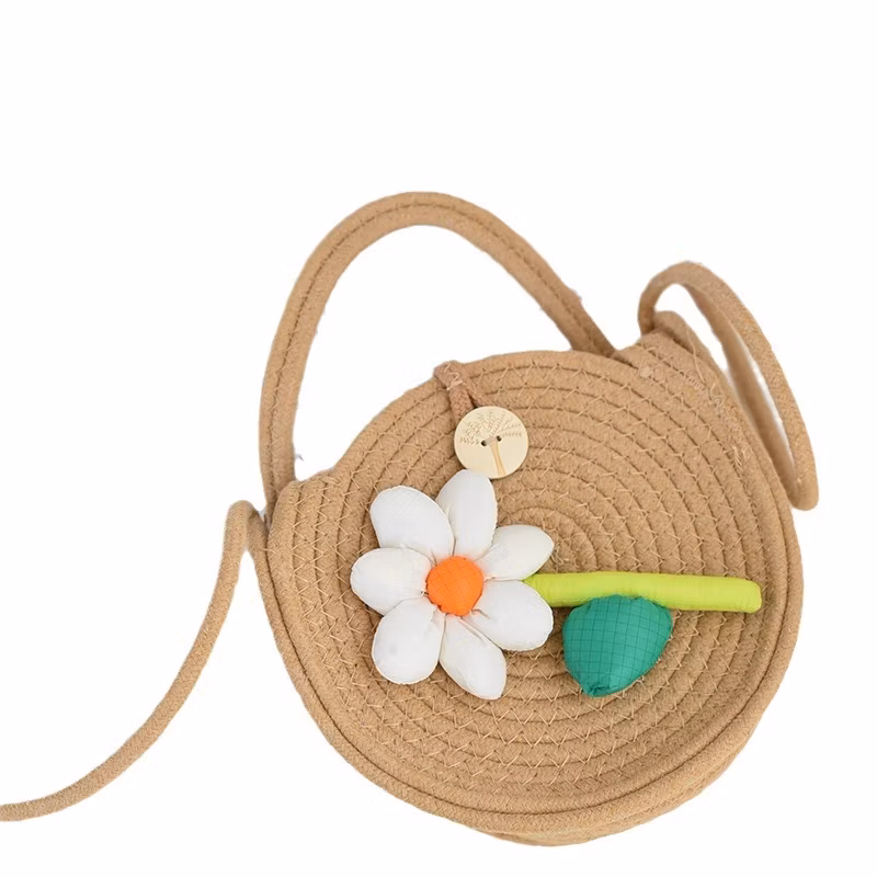 (V2975) Popular Woven Bag Summer Niche New Trend Fashion Flower One-Shoulder Ocean Air Beach Diagonal Bag