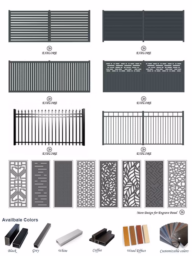 Metal Carving Decoration Aluminium Fence Gate Backyard Privacy Fence Modern