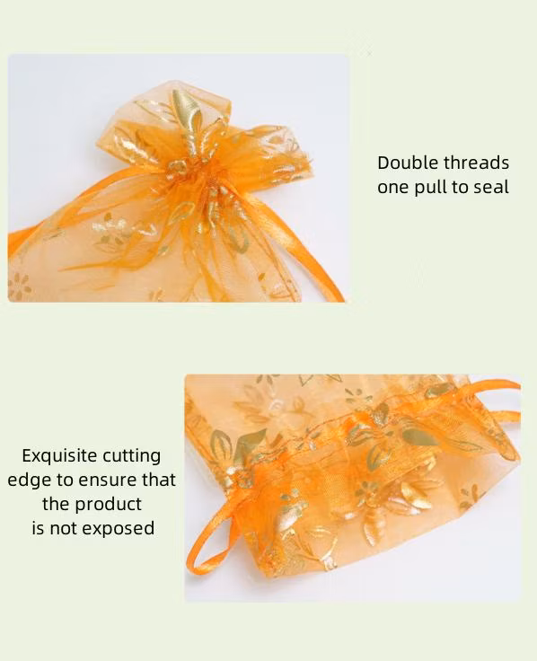 Candy Drawstring Organza Gift Bag with Mini Flower