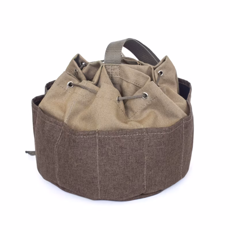 Bucket Tool Bag Soft Sided Drawstring Nylon Webbing Handle Canvas Ci13201