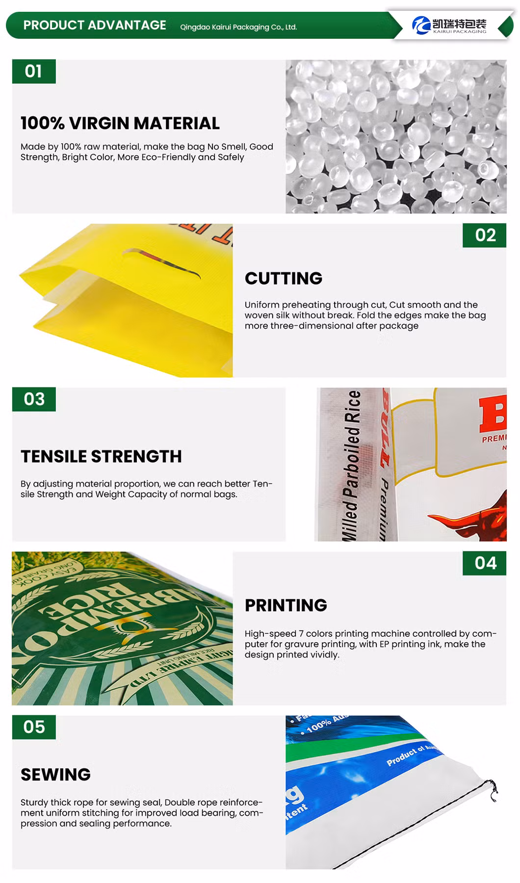 Full Color Printing OPP Film Laminated PP Woven Reusable BOPP Rice Bag