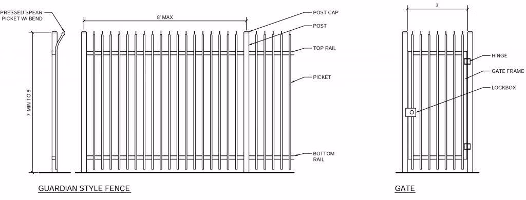 Pengxian Backyard Privacy Fence China Manufacturers 100mm 120mm Center Space 5FT Wrought Iron Fence for Around Amusement Facilities