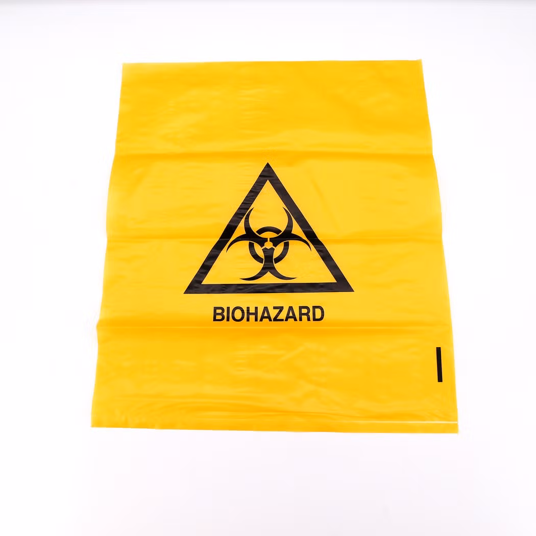Medical Plastic Yellow/ Red/ Customized Biohazard Garbage Waste Bag for Hospital Clinic