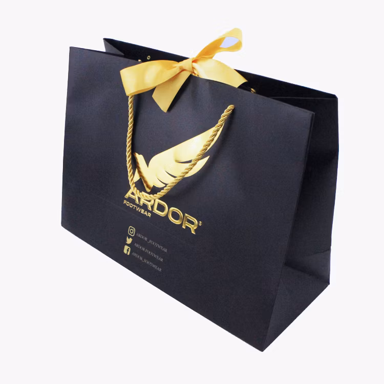 Whole Sale Flowers Colorful Packaging Cardboard Paper Shopping Gift Bags with Handle and Bow