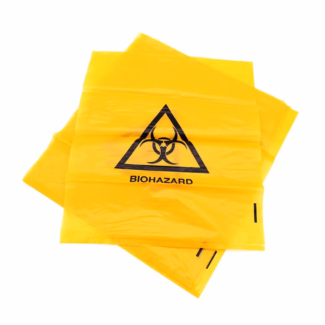 Medical Plastic Yellow/ Red/ Customized Biohazard Garbage Waste Bag for Hospital Clinic