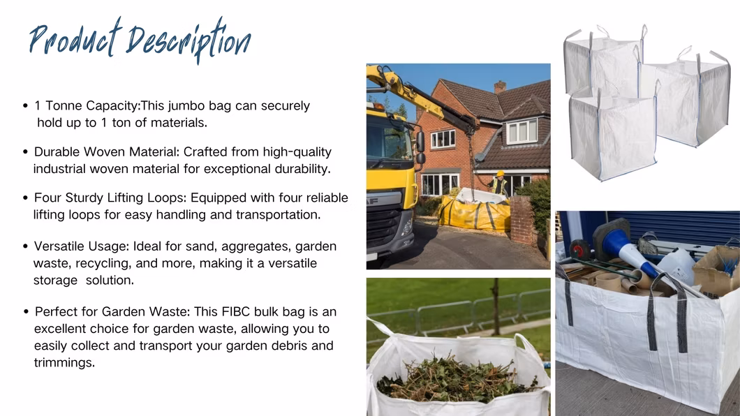 4 Yard 6 Yard Construction FIBC Bulk Waste Garden Skip Dumpster Bag