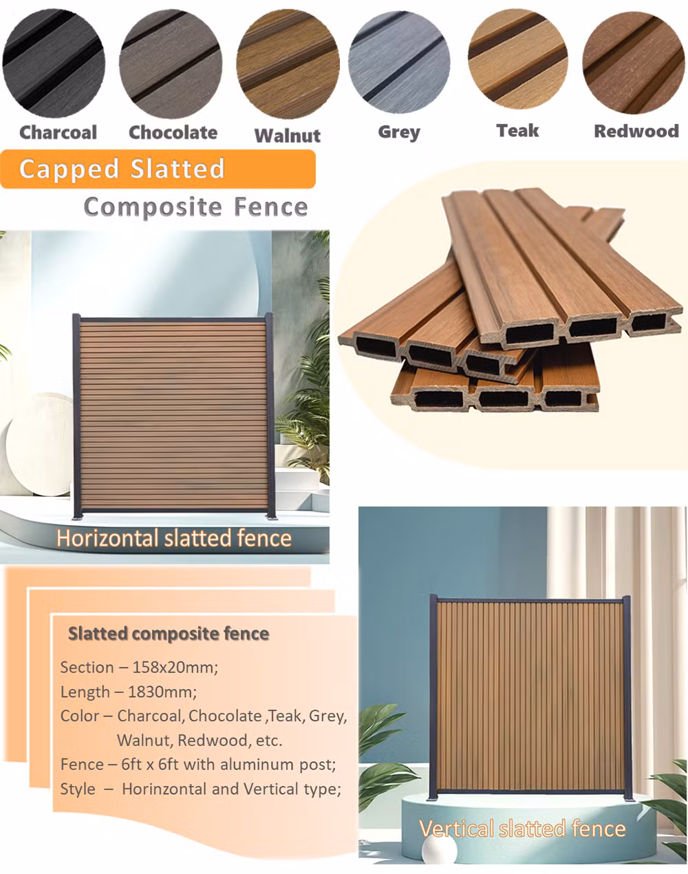 Outdoor UV Resistance Luxury Range Privacy WPC Fence Material Driveway Composite Single Garden Gate with Good Price