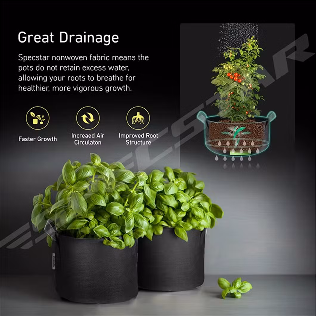 Heavy Duty 5-Pack 10 Gallon Plant Grow Bags for Gardening