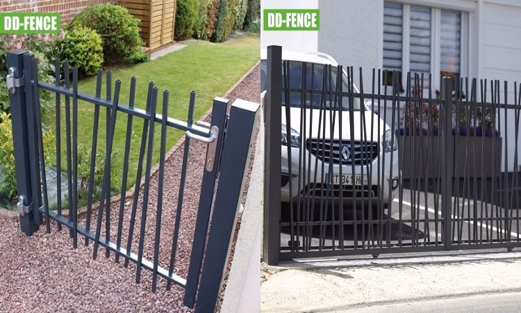 Attractive Outdoor Residence Welding Metal Fence Discrete Bars Tubular Garden Aluminium Random Type Steel Fence and Gate