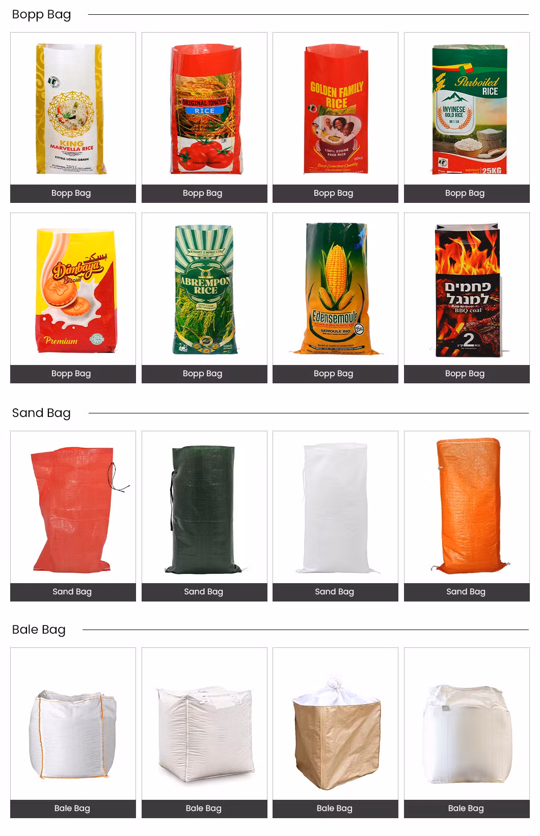 1kg 5kg 10kg PP Woven BOPP Laminated Rice Sack Bag with Handle
