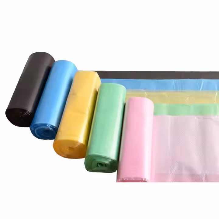 HDPE LDPE PE PLA Cornstarch Handle Red Waste Tie 30 40 60 80L 100% Eco Friendly Plastic Biodegradable Garbage Bags on Roll Drawstring Trash Bags