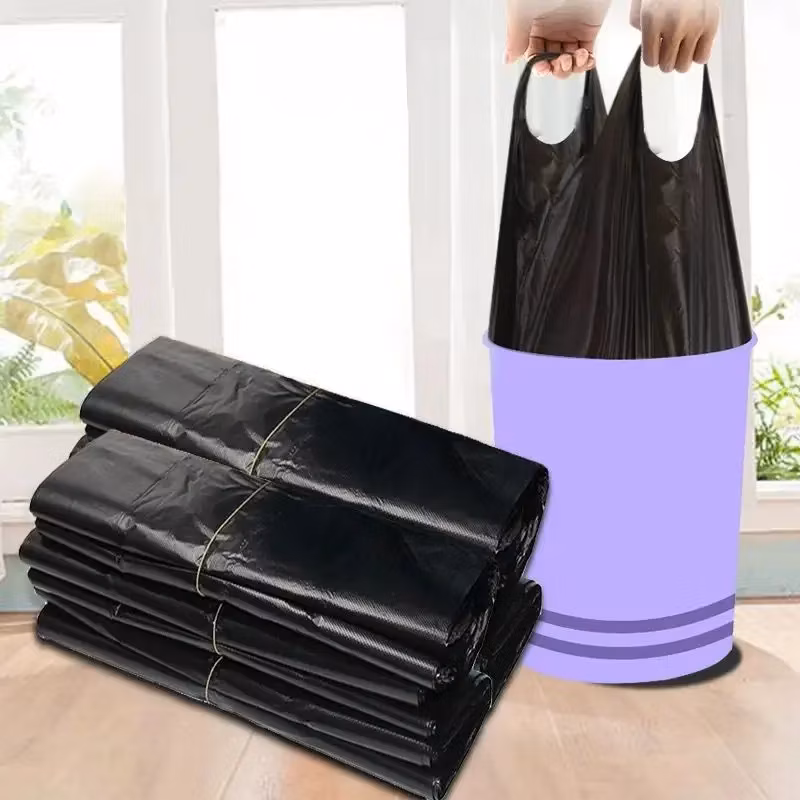 HDPE LDPE PE PLA Cornstarch Handle Red Waste Tie 30 40 60 80L 100% Eco Friendly Plastic Biodegradable Garbage Bags on Roll Drawstring Trash Bags