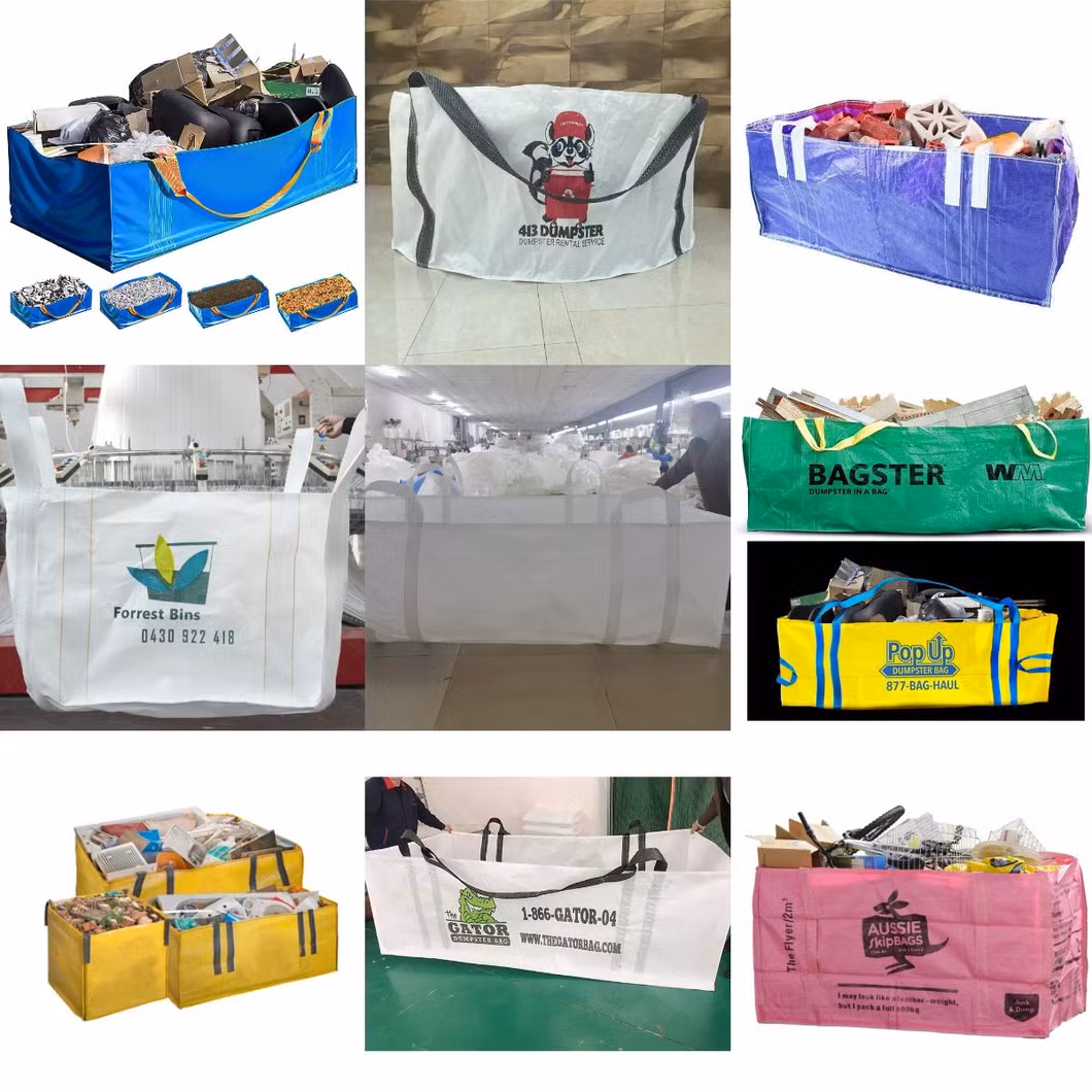 1.5 Yard 6 Yard 3 Yard PP Woven Construction Bulk Waste Collection Landscaping Garden Dumpster Skip Jumbo Bulk Debris Bag