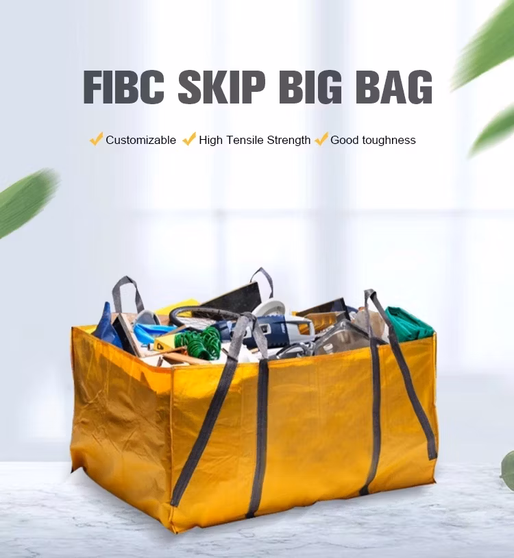 1.5 Yard 6 Yard 3 Yard PP Woven Construction Bulk Waste Collection Landscaping Garden Dumpster Skip Jumbo Bulk Debris Bag